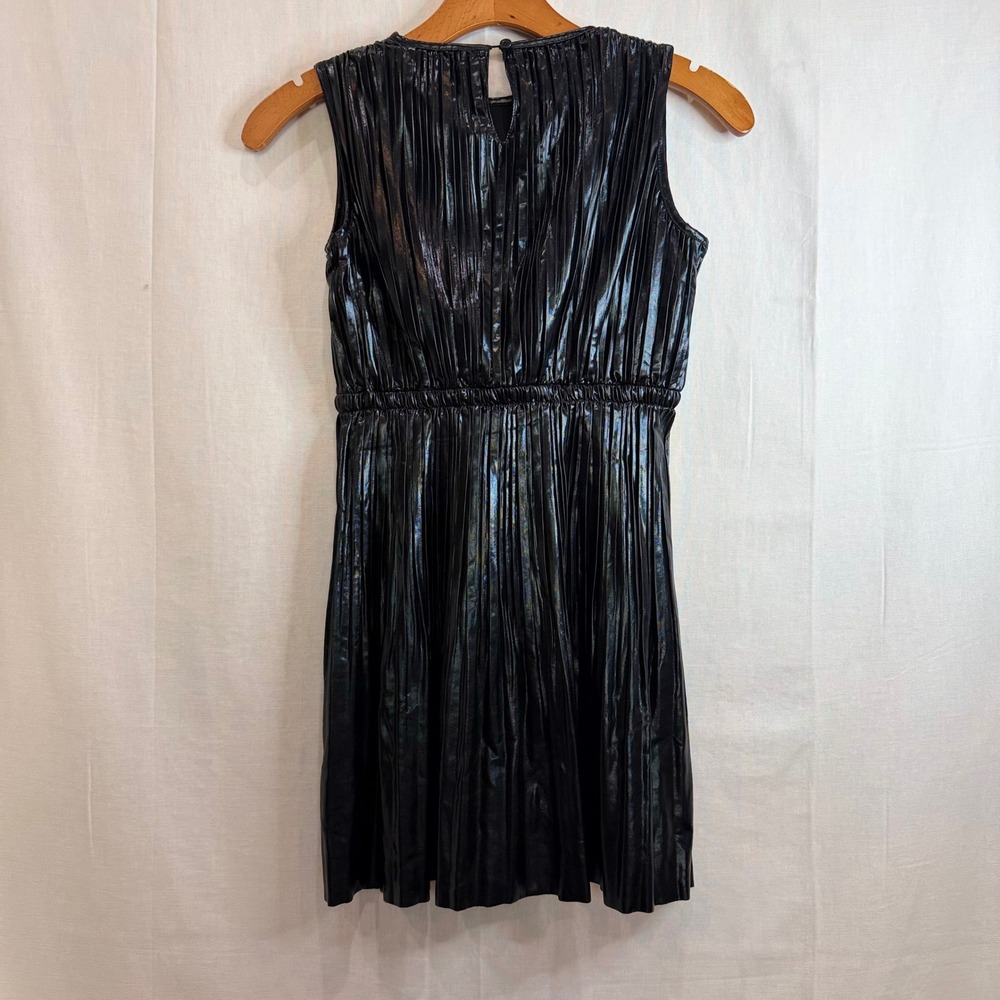 Mia New York Metallic Black‎ Pleated Sleeveless Party Dress Girls Medium 10-12 - Picture 4 of 5